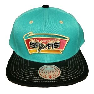 San‎ Antonio Spurs Mitchell & Ness NBA Snapback Cap Hat 3D Logo Teal Black NWT